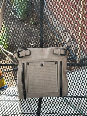 Women's Taupe Crossbody Bag with Front Zip Pockets